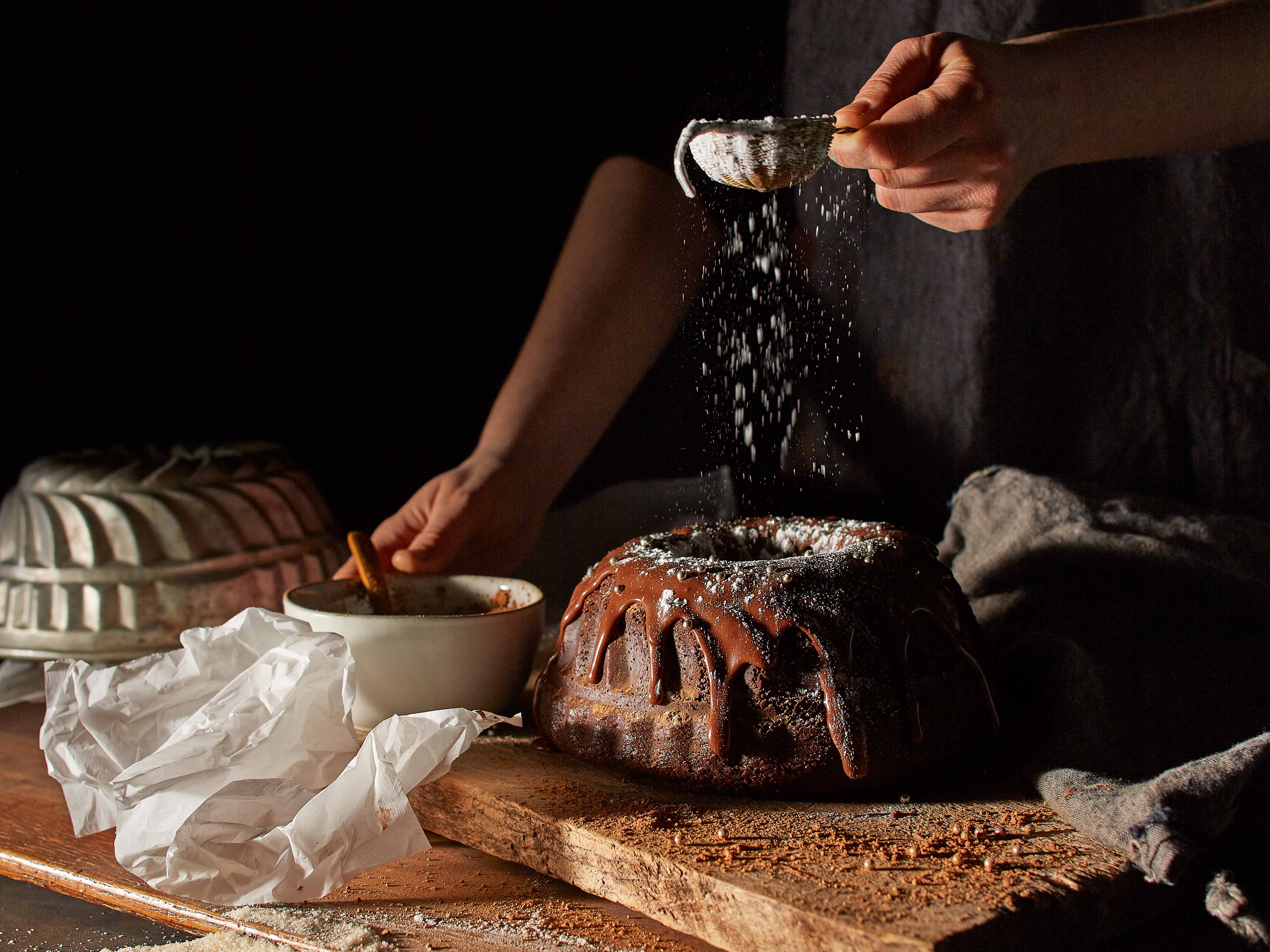 Photograph of chocolate bundt cake