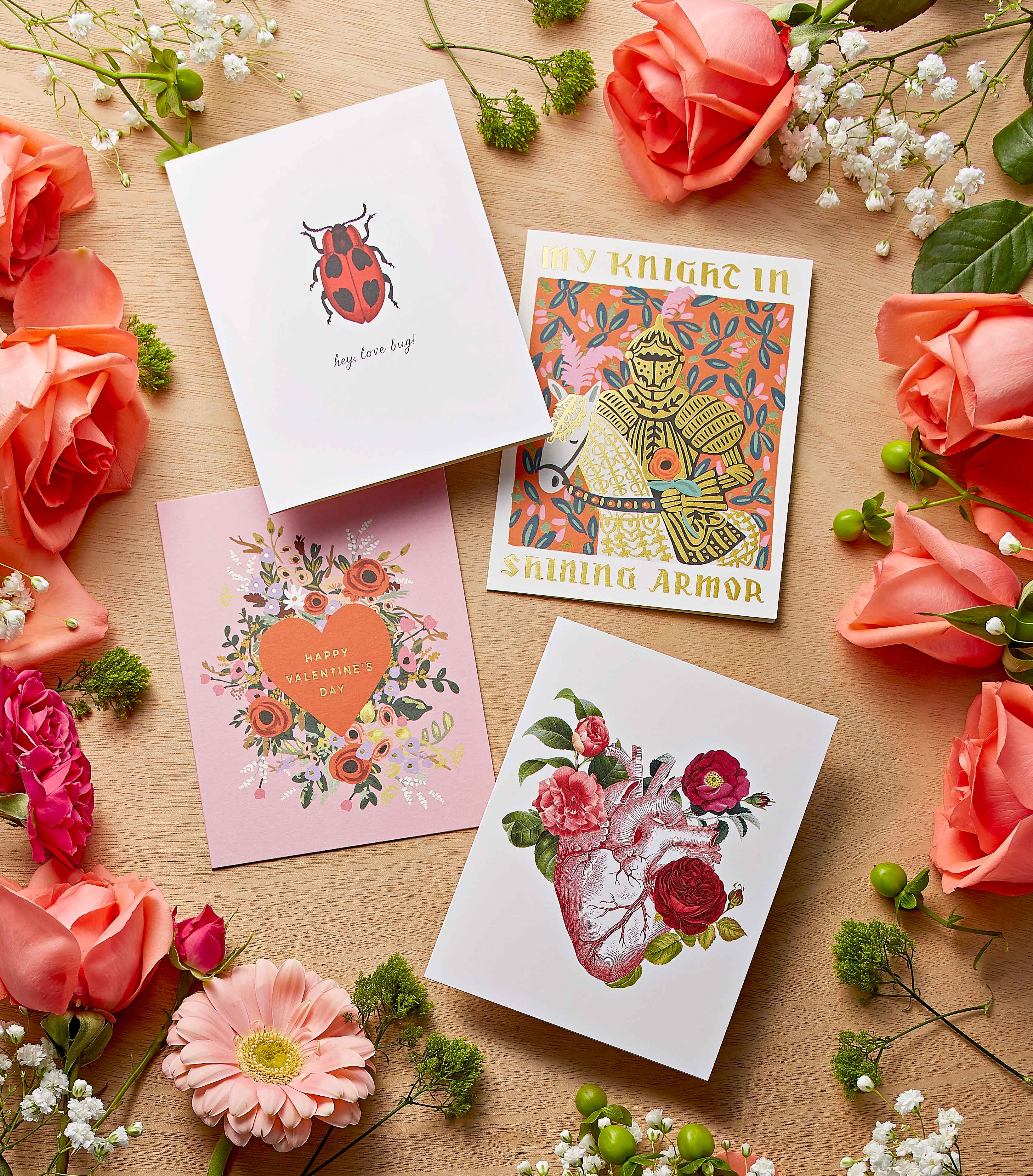 Valentine's Day greeting Cards with flowers